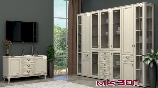 Модульная гостиная МК 30П Дуб седан (Корвет)